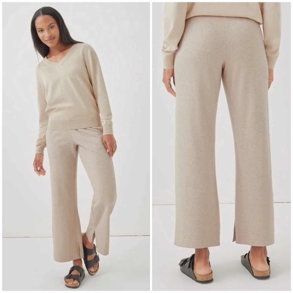 Pact Cream Wide Leg Knit Pants